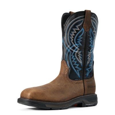 Ariat Work: WorkHog XT Coil Wide Square Toe Carbon Toe Zapatos de Seguridad Hombre - Marrones / Azul